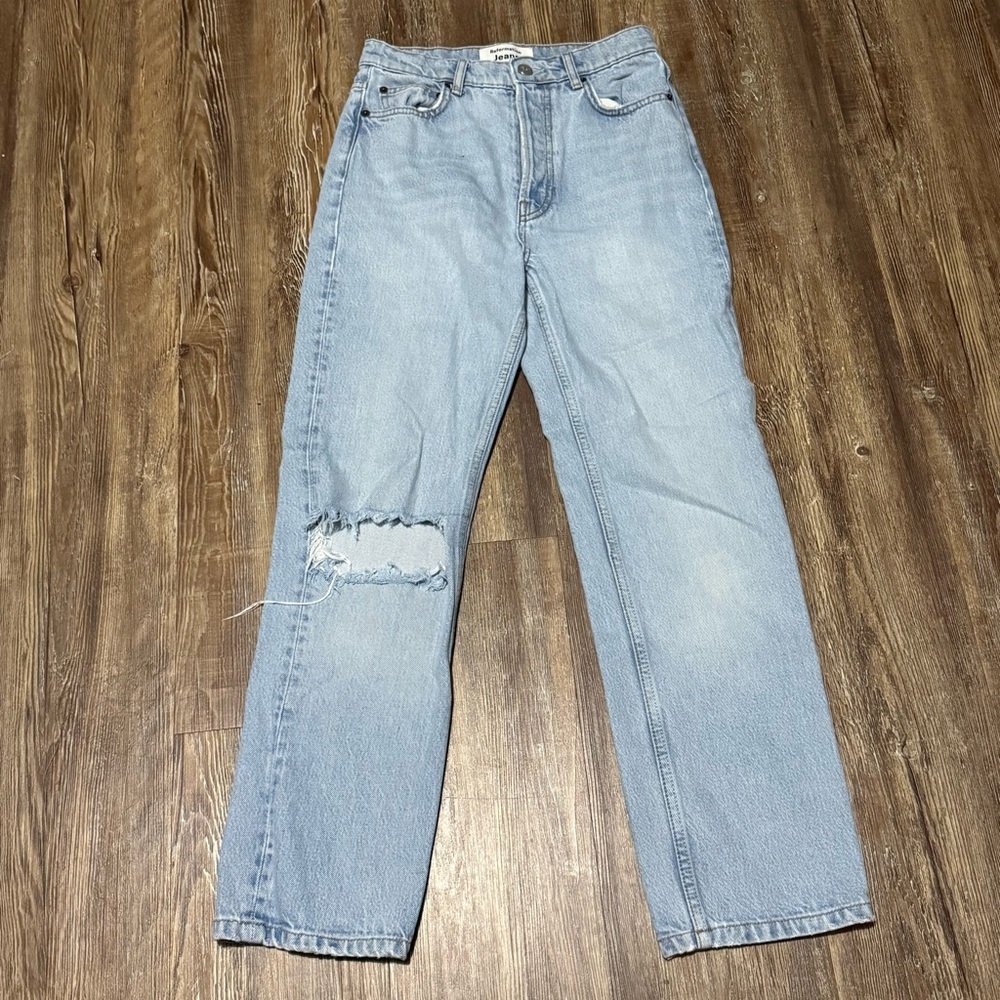 Reformation Carey Slouchy Straight Jeans Women's 24 High Rise in Tahoe Destroyed